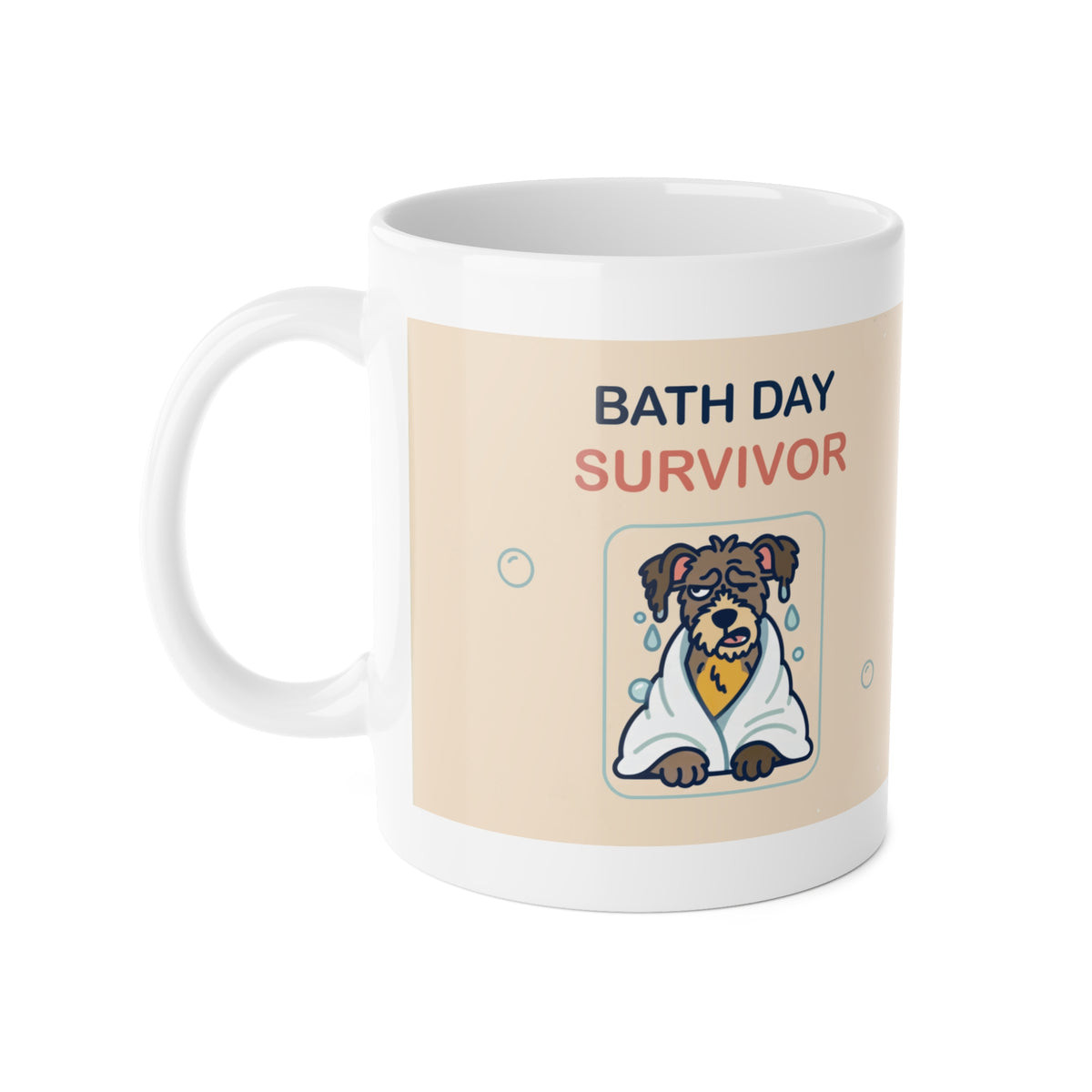 GleamPup Bath Day Survivor Mug – Funny Dog Lover Gift, 11 oz